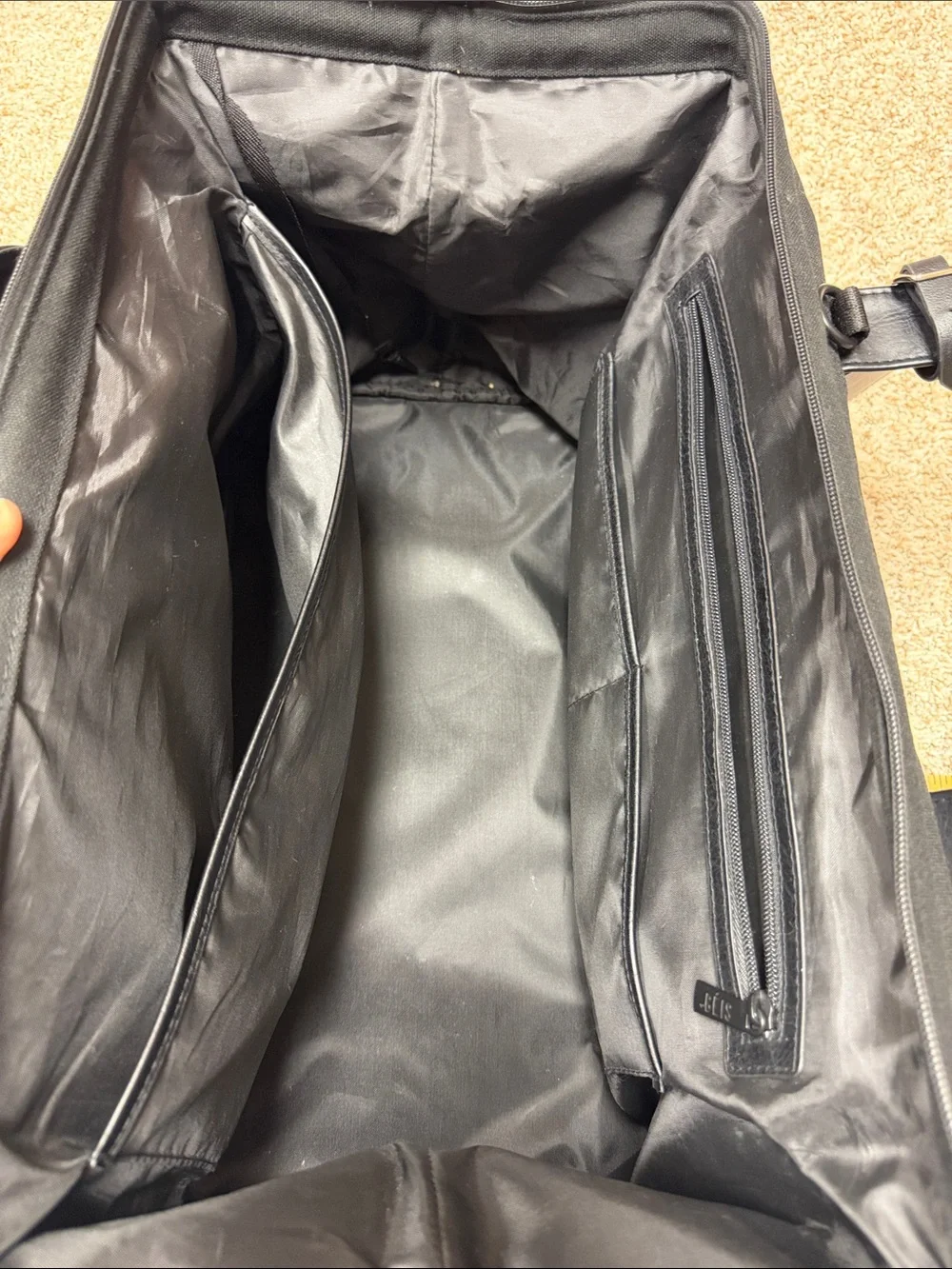 BEIS Black Travel Duffel with Leather Trim